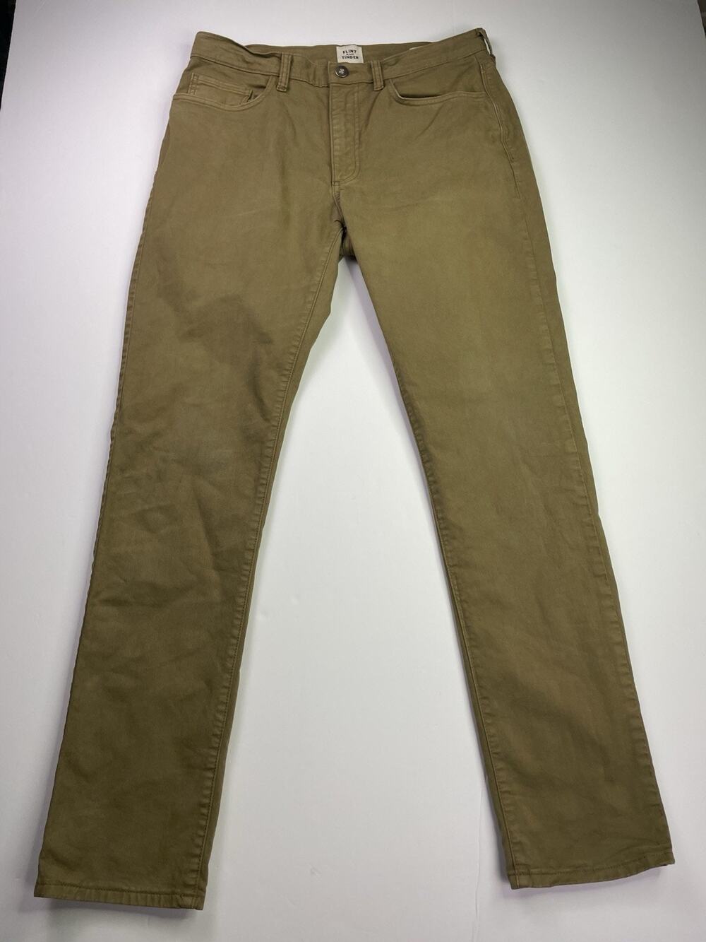 Flint and Tinder Pants Mens 32x32 Slim Fit Stretch 5-Pocket Tan Made In USA